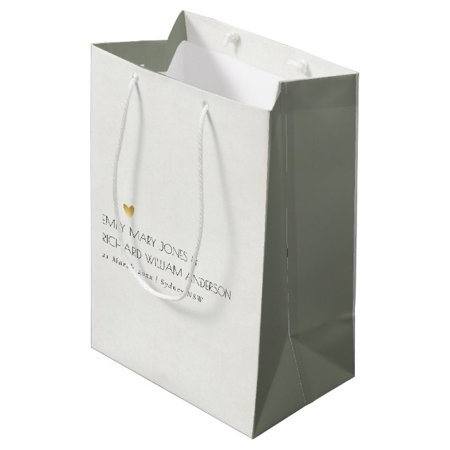 SIMPLE ELEGANT GREY TYPOGRAPHY WEDDING TEXT ONLY MEDIUM GIFT BAG (Front Angled)