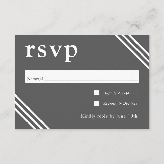Simple Elegant Grey Wedding RSVP Enclosure Card (Front)