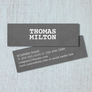 Simple Elegant Grey White Consultant Networking Mini Business Card