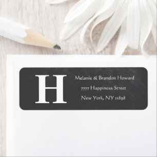 Simple Elegant Grey White Monogram Initial return Address Label