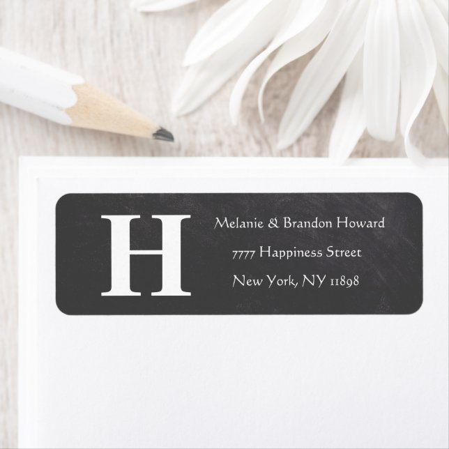 Simple Elegant Grey White Monogram Initial return Address Label (Insitu)