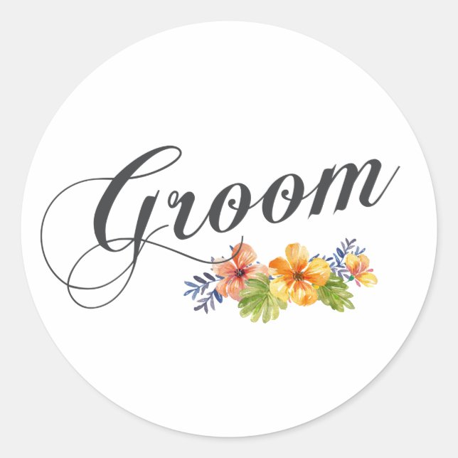 Simple & Elegant Groom Floral | Sticker Seal (Front)