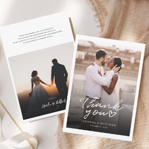 Simple Elegant Hand-Lettered Photo Wedding Thank You Card