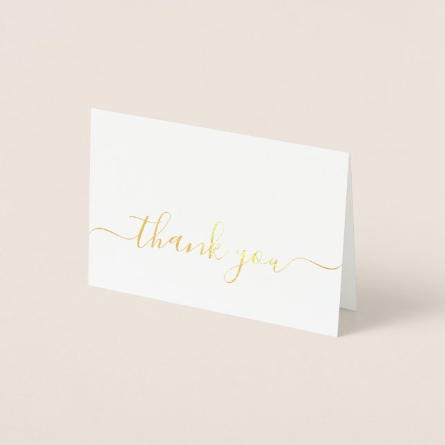 Simple Elegant Handwriting Minimalist Gold Swash Foil Card (Front)