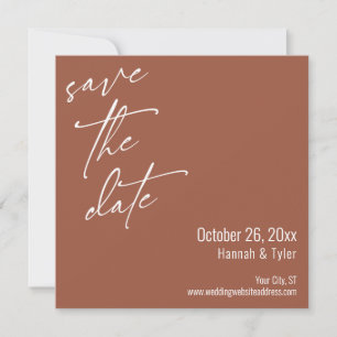Simple Elegant Handwriting Script Terracotta Save The Date