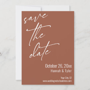 Simple Elegant Handwriting Script Terracotta Save The Date