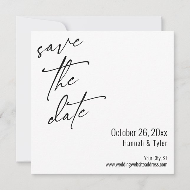 Simple Elegant Handwriting Script Typography Save The Date (Front)