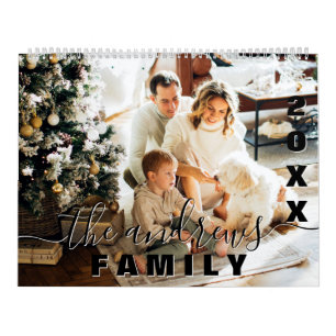 Simple Elegant Handwritten Script Family Photo Calendar