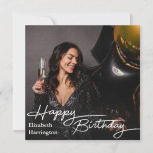 Simple Elegant Happy Birthday Photo Card
