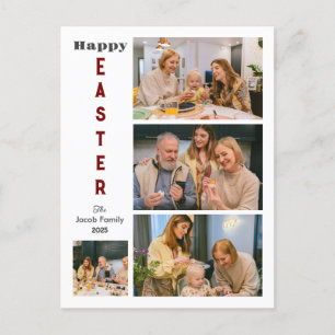 Simple Elegant Happy Easter family 4 photo Holiday Postcard
