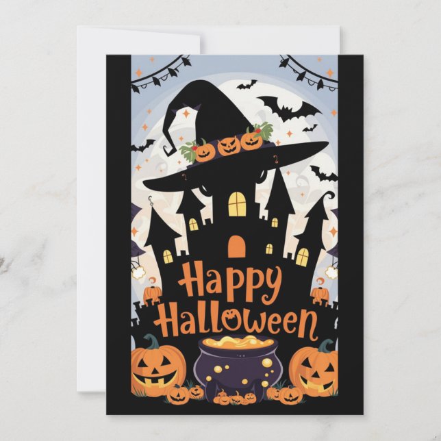 Simple Elegant Happy Halloween Holiday Card (Front)