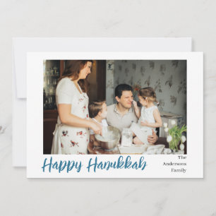 Simple Elegant Happy Hanukkah family photo Holiday Card
