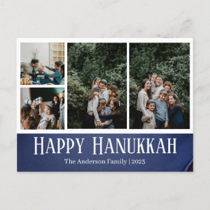 Simple Elegant Happy Hanukkah family photo Holiday Postcard