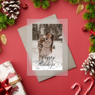 Simple Elegant Happy Holidays Photo Christmas Card Acrylic Invitations