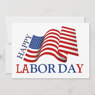 Simple Elegant Happy Labour Day Red White Blue