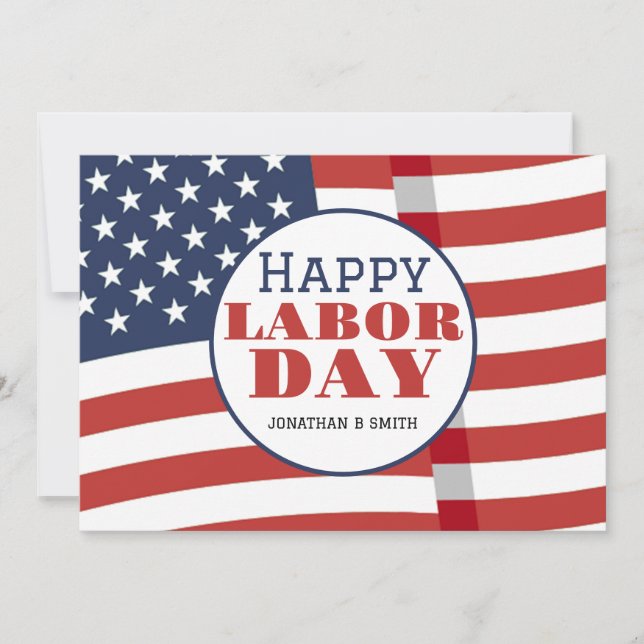 Simple Elegant Happy Labour Day with USA flag (Front)