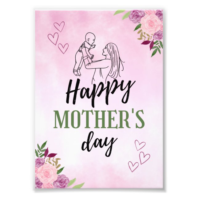 Simple Elegant Happy Mother's Day 2023 Wishes  Photo Print (Front)