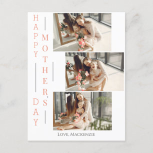 Simple Elegant Happy mothers Day Three photo Holiday Postcard