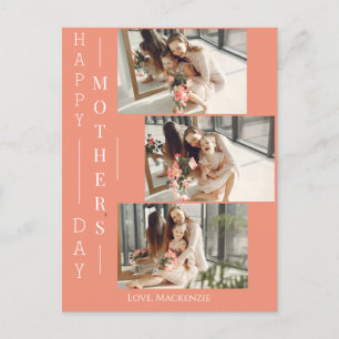 Simple Elegant Happy mothers Day Three photo Holiday Postcard