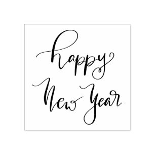 Simple Elegant   Happy New Year Casual Script Rubber Stamp