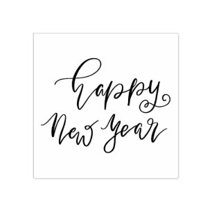Simple Elegant   Happy New Year Casual Script Rubber Stamp