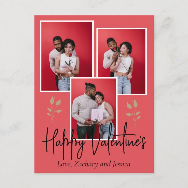 Simple Elegant Happy valentine's day couple photo Postcard (Front)