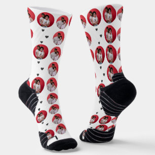 Simple Elegant Happy Valentine's Day Couple Photo Socks