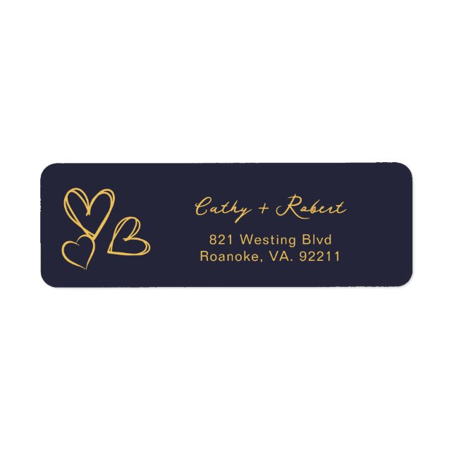 Simple Elegant Heart Wedding Return Address Labels (Front)