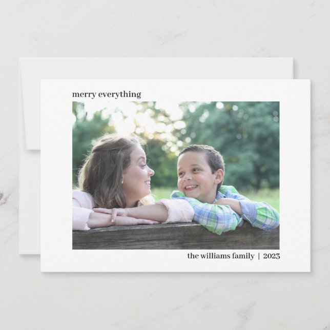 Simple Elegant Horizontal Christmas Photo Card (Front)