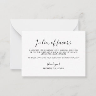 Simple Elegant In Lieu of Favours Card