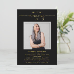 Simple Elegant In Loving Memory Funeral Photo Invitation