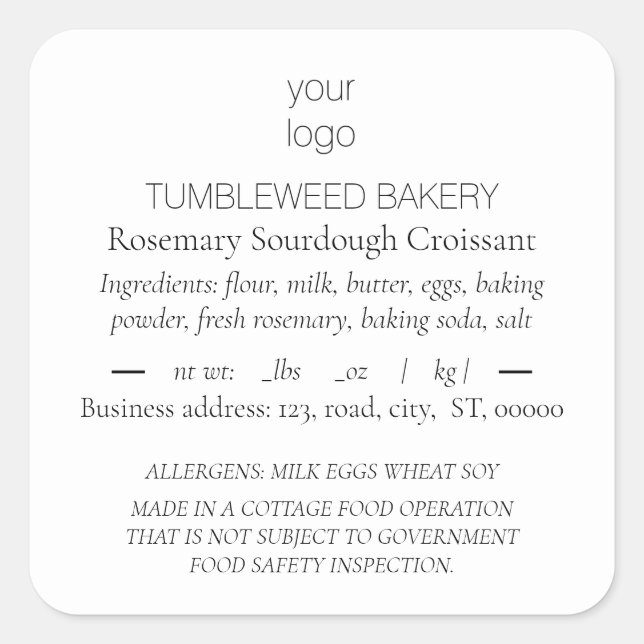 Simple Elegant Ingredient Product Labels (Front)