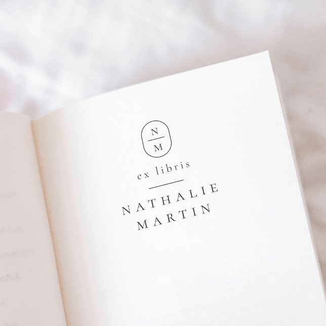 Simple Elegant Initials Ex Libris Monogram Book  Rubber Stamp (Rubber Stamp Mock-up)