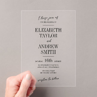 Simple Elegant invitation, beautiful concise font Acrylic Invitations