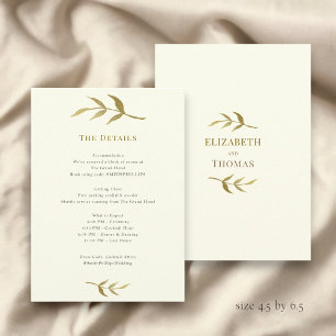 Simple elegant ivory and gold wedding details  enclosure card