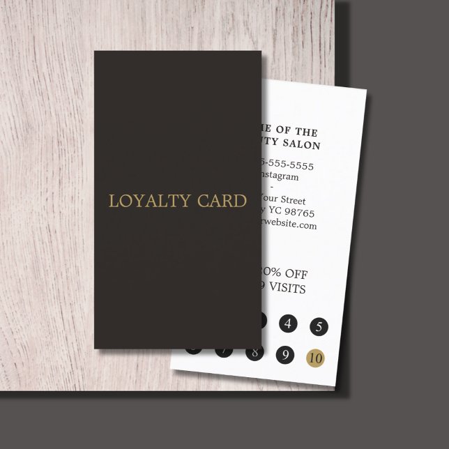 Simple Elegant Ivory Black Gold Beauty Salon Loyalty Card (Creator Uploaded)