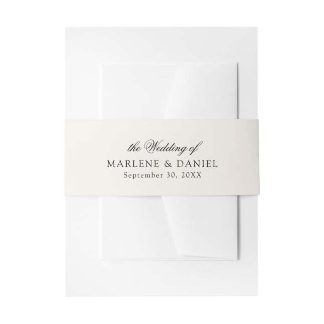 Simple Elegant Ivory Cream Off White Formal Event Invitation Belly Band (Front Example)