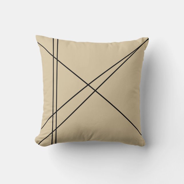 Simple Elegant Japandi Black and Tan Cushion (Front)