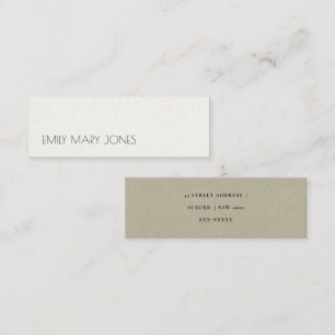 SIMPLE ELEGANT KRAFT GREY TYPOGRAPHY ADDRESS MINI BUSINESS CARD