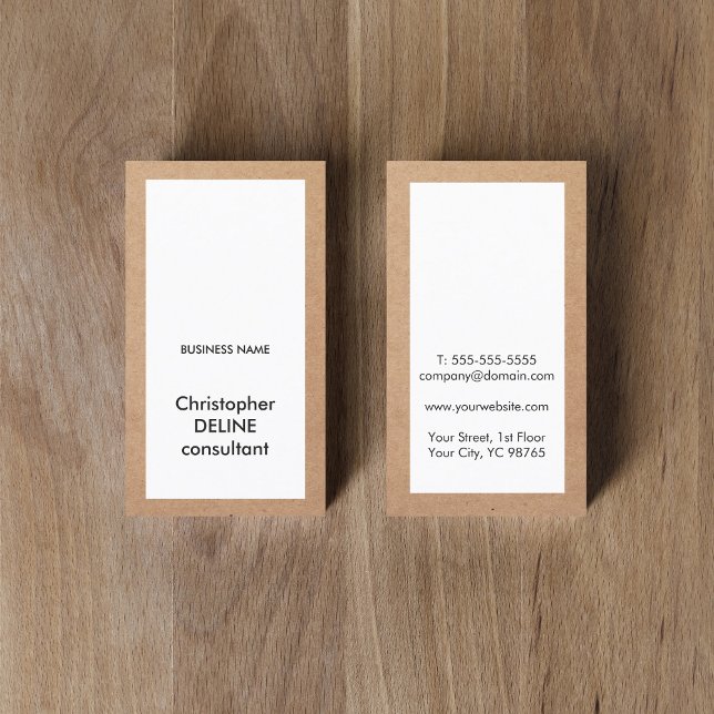 Simple Elegant Kraft Paper White Consultant Business Card (Creator Uploaded)