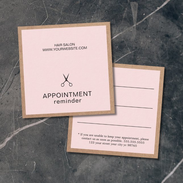 Simple Elegant Kraft Rose Hair Appointment Card (Creator Uploaded)