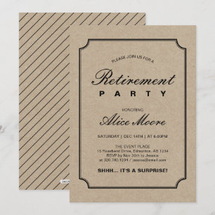 Simple Elegant Kraft   Surprise Retirement Party Invitation