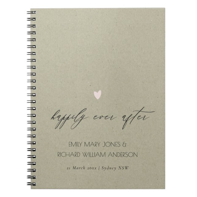SIMPLE ELEGANT KRAFT TYPOGRAPHY HAPPILY EVER AFTER NOTEBOOK (Front)