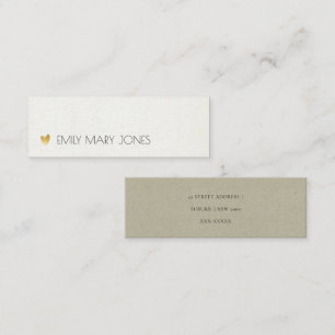 SIMPLE ELEGANT KRAFT WHITE TYPOGRAPHY ADDRESS MINI BUSINESS CARD