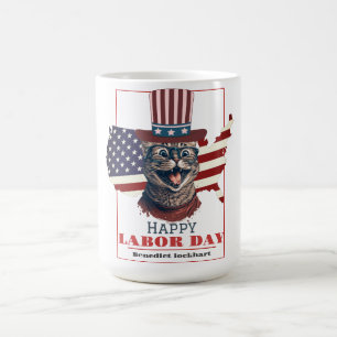 Simple Elegant Labor Day with USA flag Coffee Mug