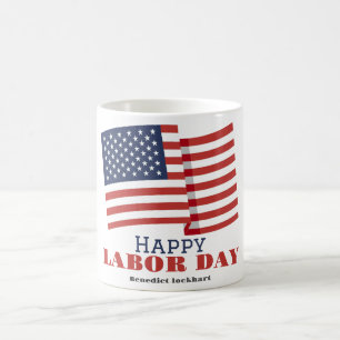 Simple Elegant Labour Day with USA flag Coffee Mug