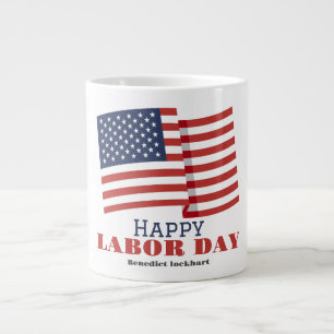 Simple Elegant Labour Day with USA flag Large Coffee Mug