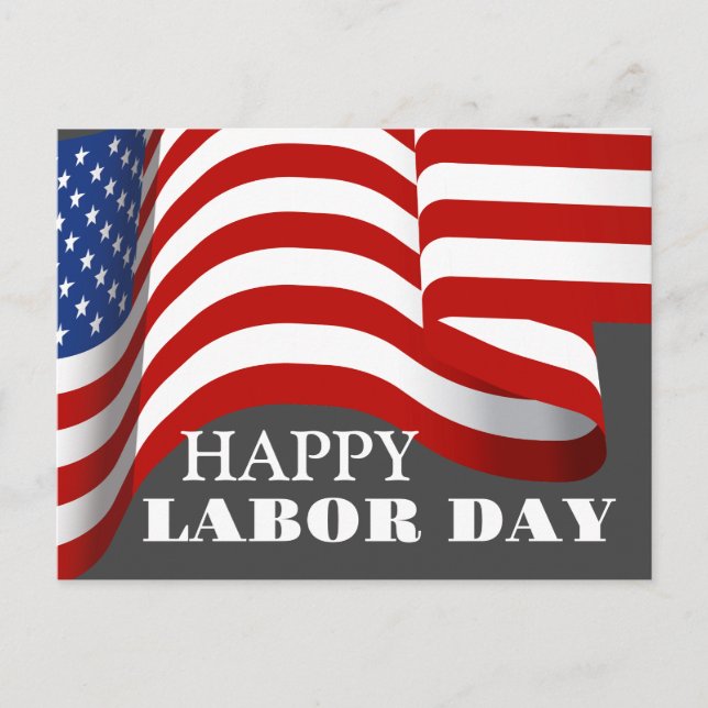 Simple Elegant Labour Day with USA flag Postcard (Front)