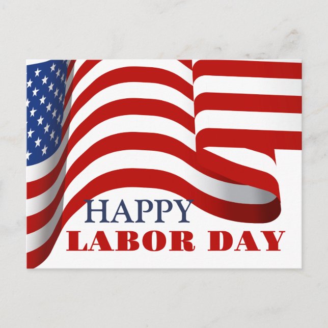 Simple Elegant Labour Day with USA flag Postcard (Front)