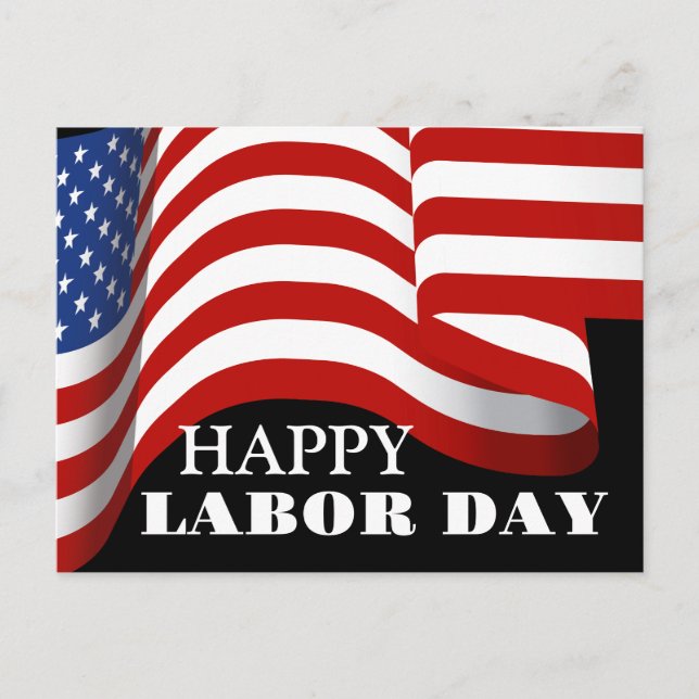 Simple Elegant Labour Day with USA flag Postcard (Front)